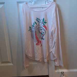 Light Pink So Christmas Sloth Long Sleeve Top